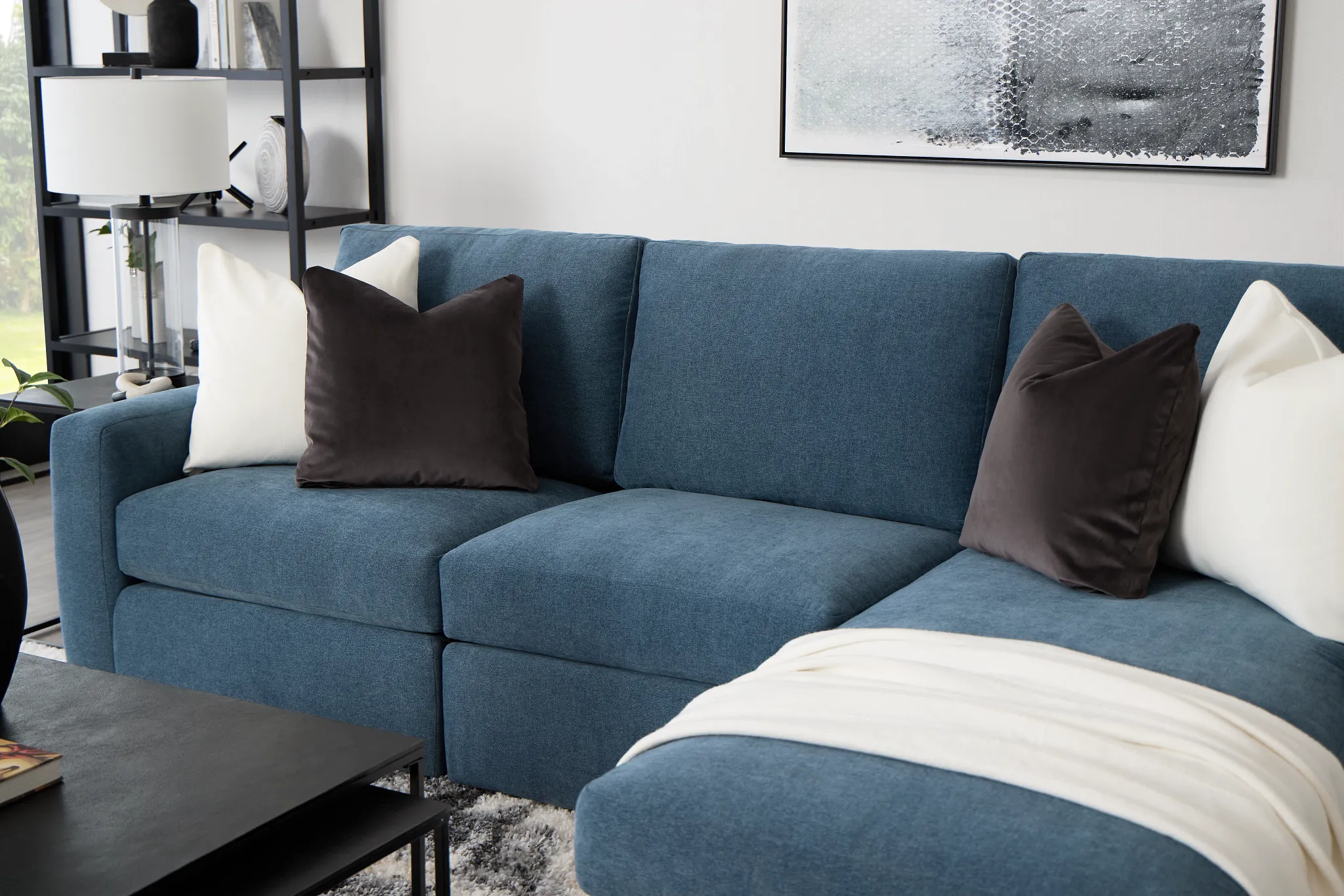 Citymod Blue Fabric Small Right Chaise Sectional