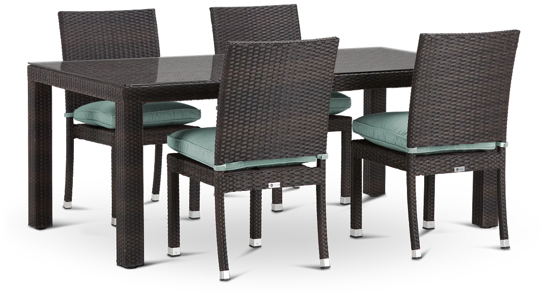 Zen Teal 72" Rectangular Table & 4 Chairs