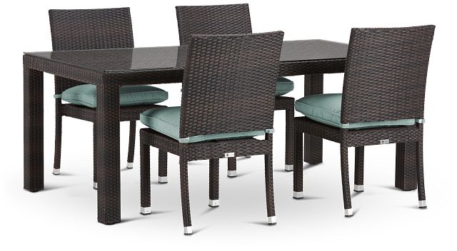 Zen Teal 72" Rectangular Table & 4 Chairs