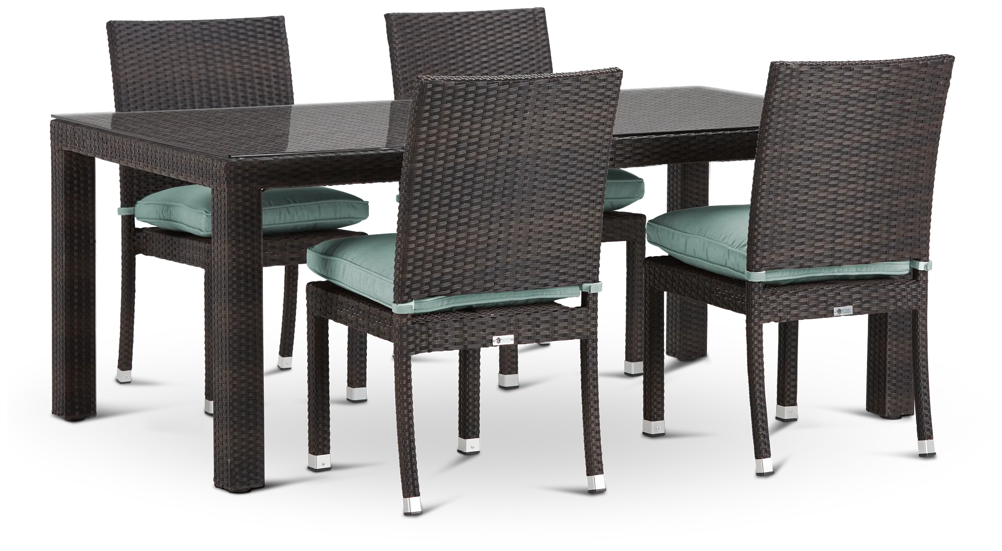 Zen Teal 72" Rectangular Table & 4 Chairs