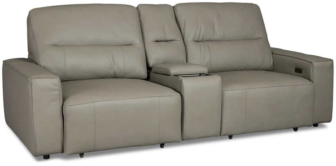 Rudy Gray Lthr/vinyl Power Extension Chaise Console Loveseat