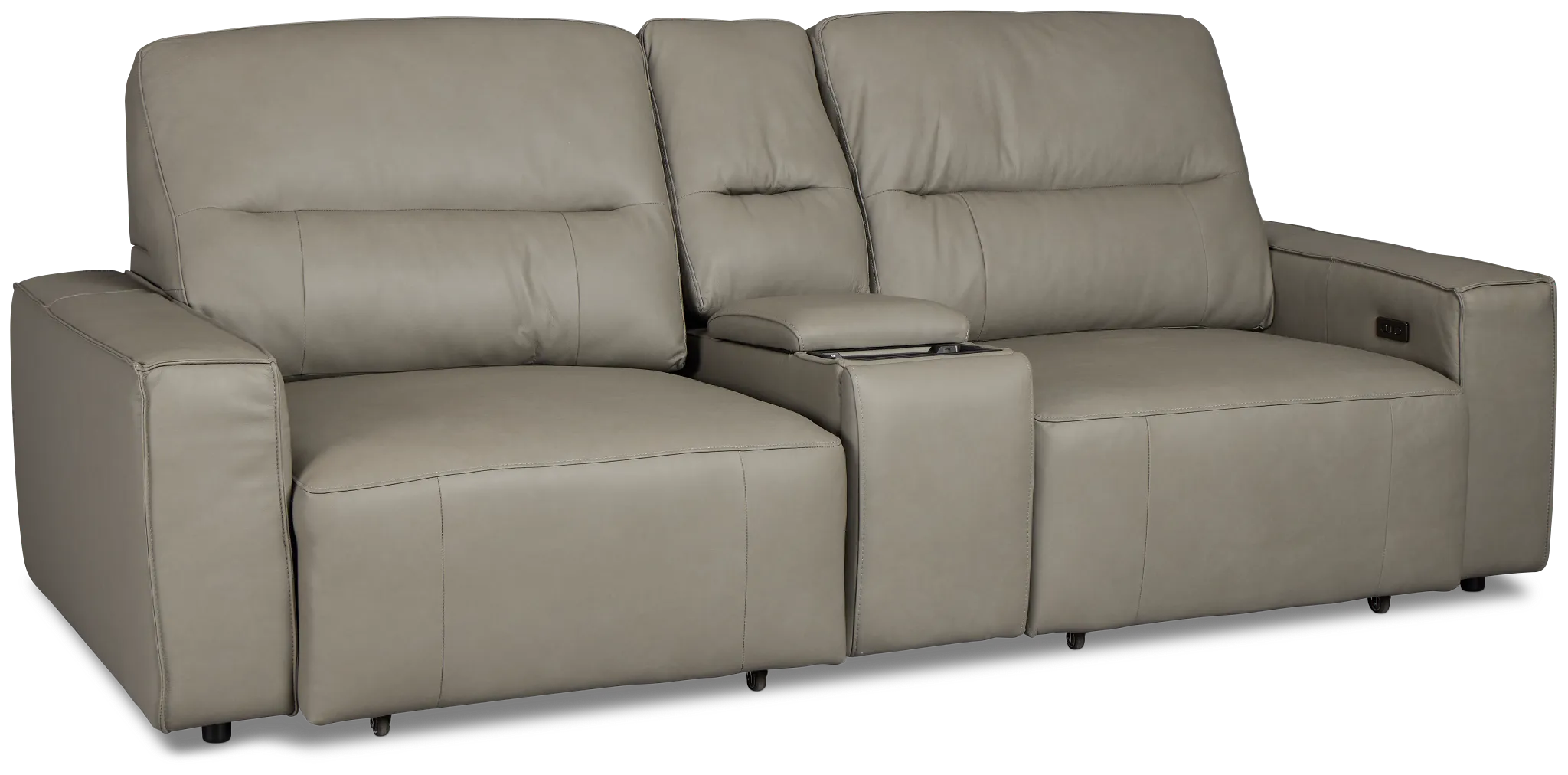 Rudy Gray Lthr/vinyl Power Extension Chaise Console Loveseat