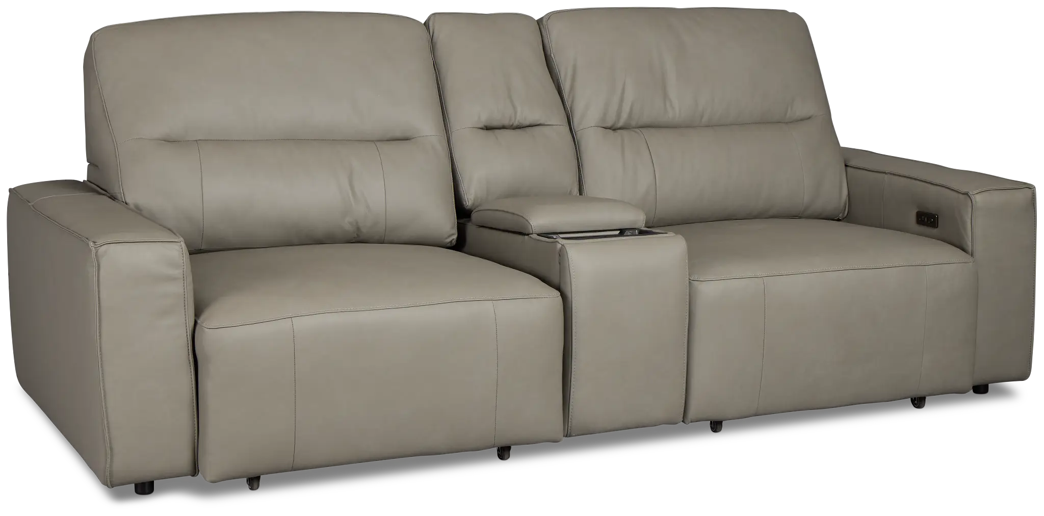 Rudy Gray Lthr/vinyl Power Extension Chaise Console Loveseat Rudy Gray Lthr/vinyl Power Extension Chaise Console Loveseat