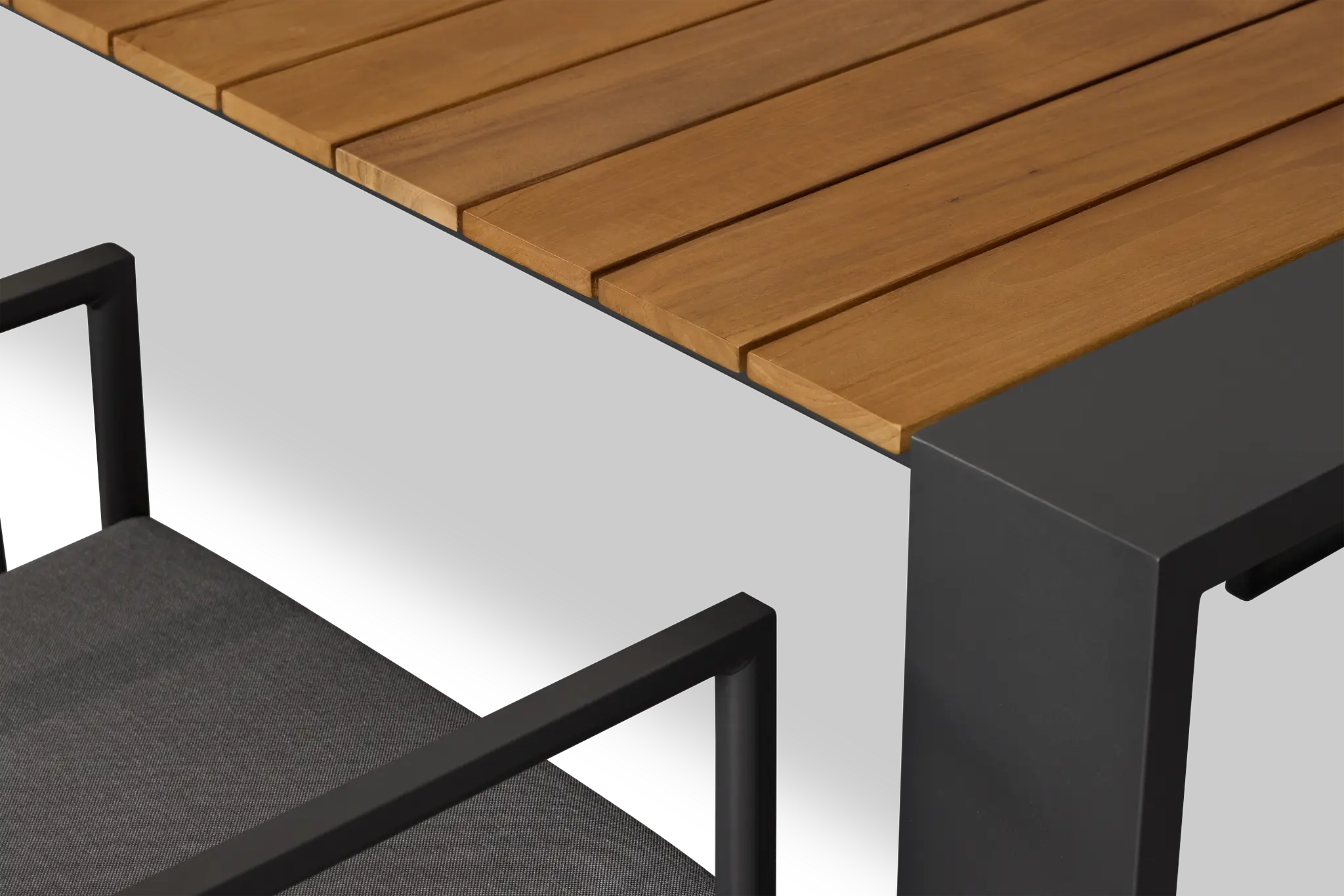 Sunrise Dark Gray Teak Rectangular Table & 4 Aluminum Arm Chairs Sunrise Dark Gray Teak Rectangular Table & 4 Aluminum Arm Chairs