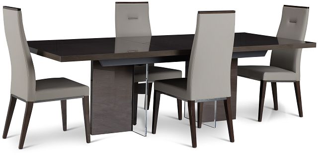 Athena Light Gray Table & 4 Upholstered Chairs