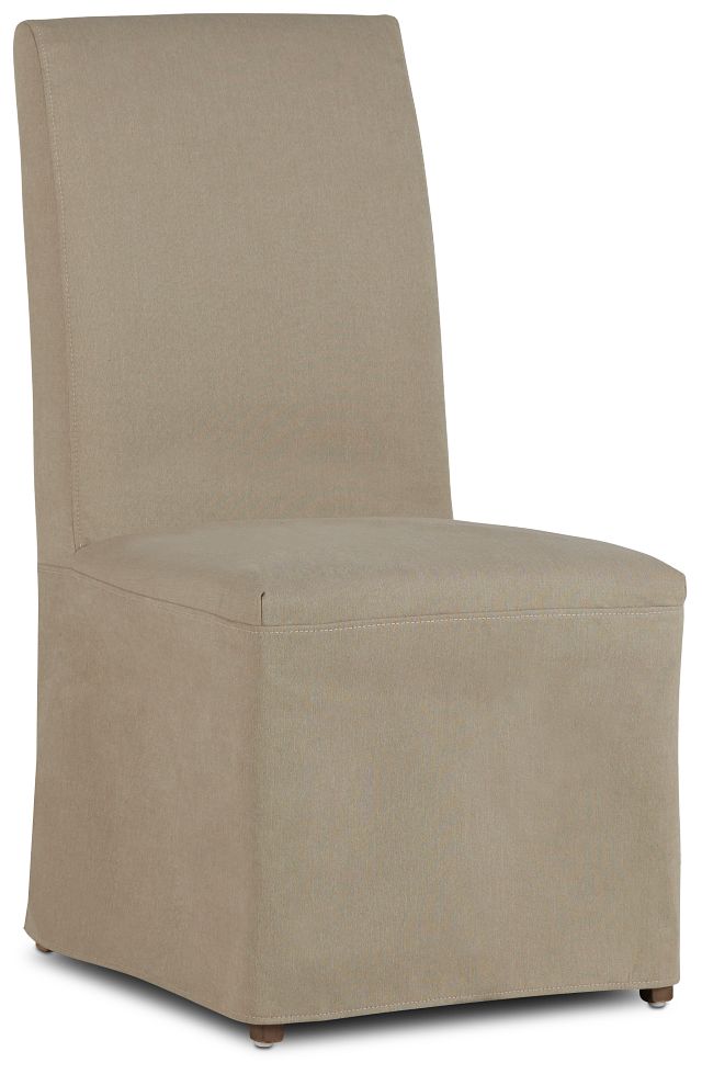 Destination Beige Long Slipcover Chair With Medium-tone Leg (1)