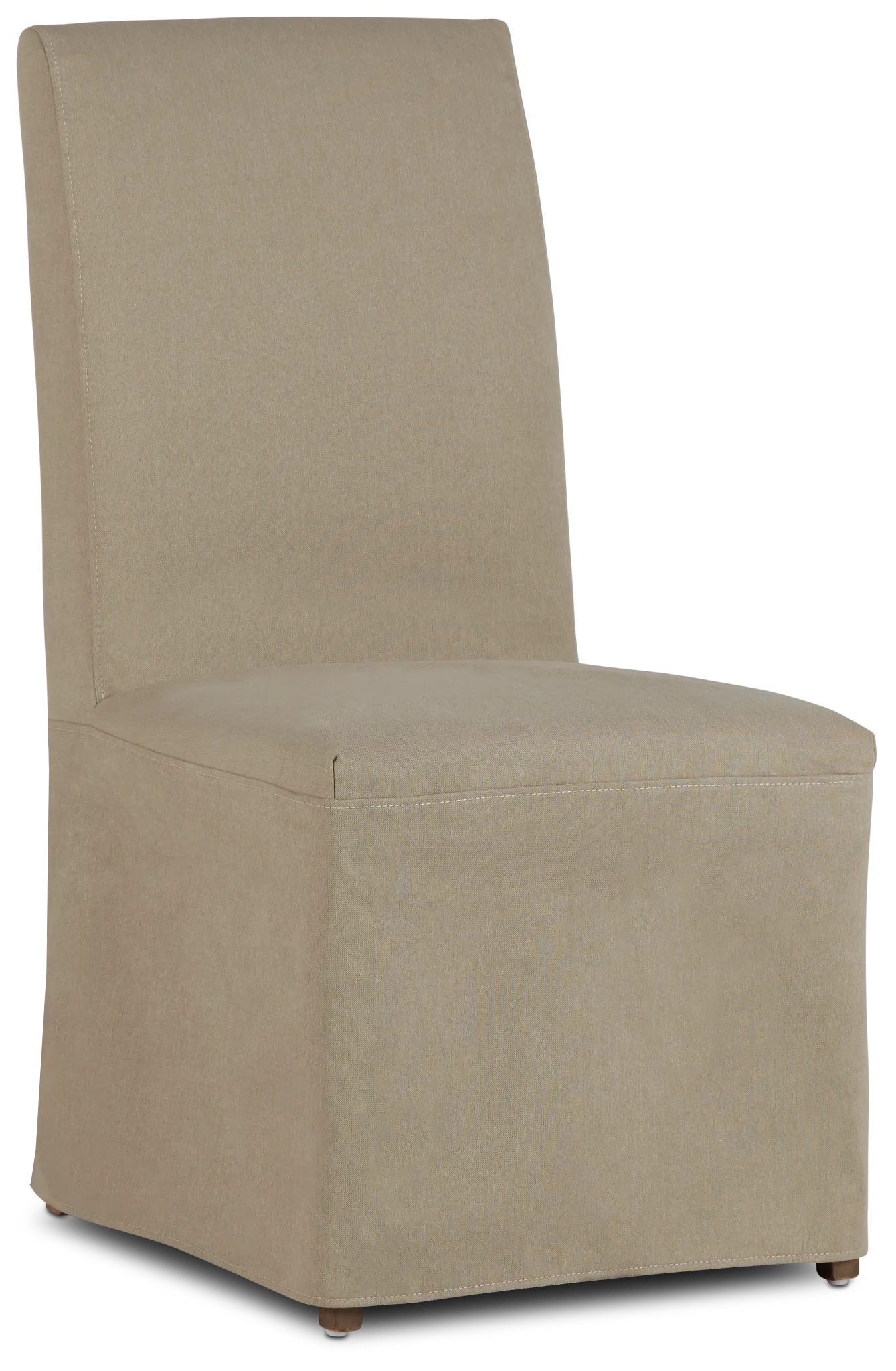 Destination Beige Long Slipcover Chair With Medium-tone Leg