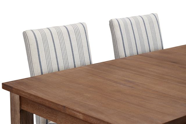 Woodstock Light Tone Extension Rectangular Table & 4 Upholstered Chairs