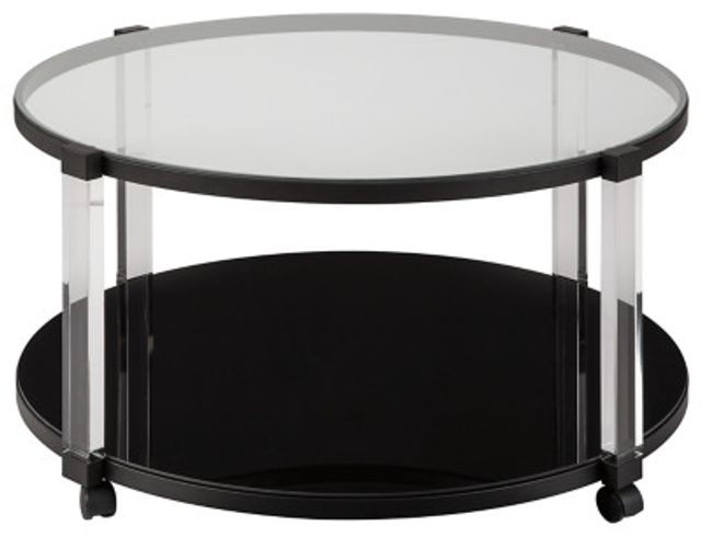 Delsiny Black Castored Round Coffee Table (1)