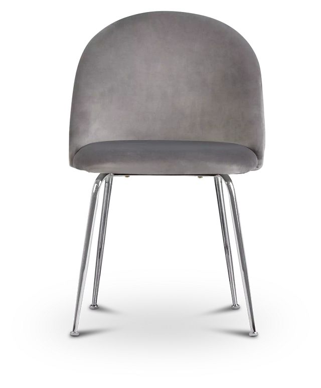 Capri Gray Velvet Upholstered Side Chair W/ Chrome Legs