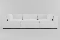 Destin Peyton White Fabric 6-piece Pit Sectional