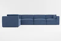 Destin Revenue Dark Blue Fabric 6-piece Modular Sectional