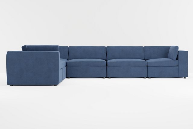 Destin Revenue Dark Blue Fabric 6-piece Modular Sectional