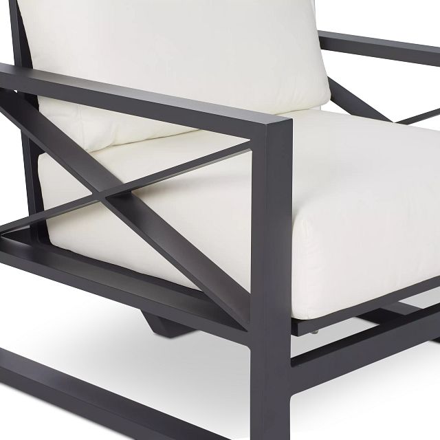 Linear Dark Gray White Rocking Chair