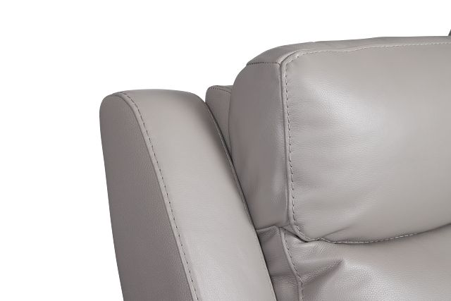 Walker Light Gray Lthr/vinyl Small Two-arm Power Reclining Sectional