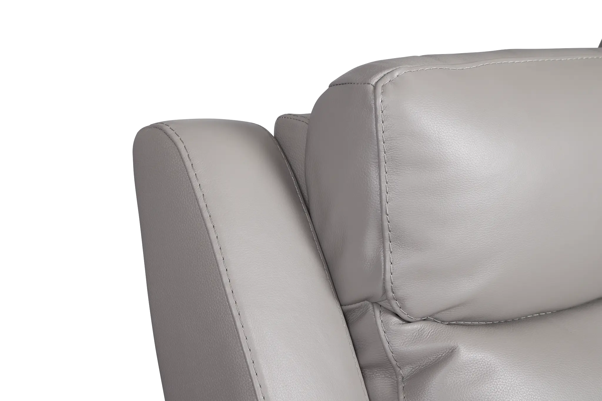 Walker Light Gray Lthr/vinyl Small Two-arm Power Reclining Sectional Walker Light Gray Lthr/vinyl Small Two-arm Power Reclining Sectional