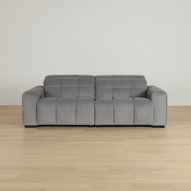 Gemma Light Gray Velvet Power Reclining Sofa