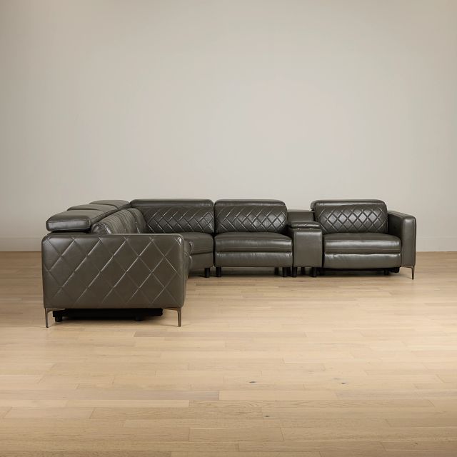 Ava Dark Gray Micro Medium Dual Power 2-arm Reclining Sectional