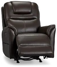 Archie Dark Brown Lthr/vinyl Power Recliner With Heat And Massage