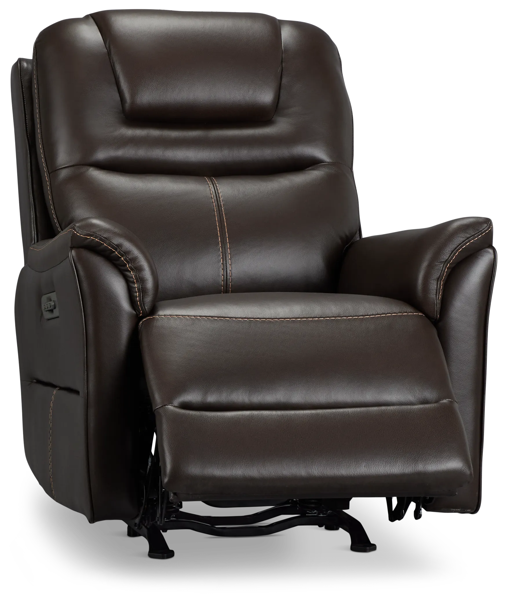 Archie Dark Brown Lthr/vinyl Power Recliner With Heat And Massage