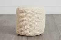Jordan Ivory Round Accent Pouf