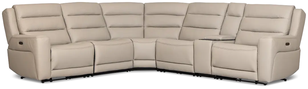 Wilder Taupe Leather Medium Triple Power 2-arm Sectional Wilder Taupe Leather Medium Triple Power 2-arm Sectional