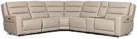 Wilder Taupe Leather Medium Triple Power 2-arm Sectional