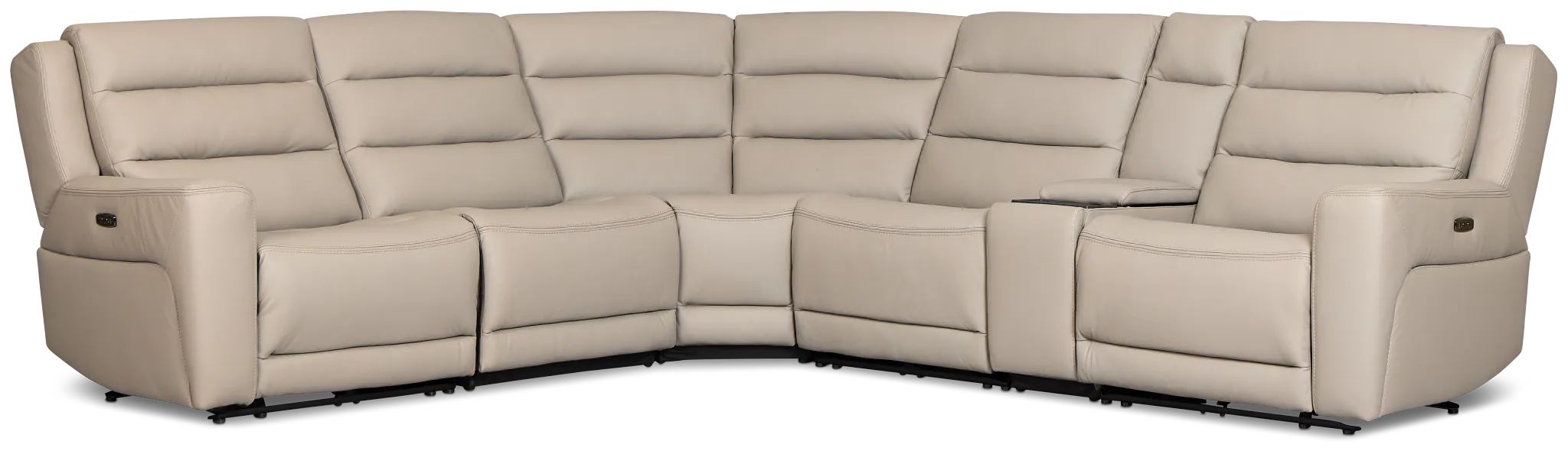 Wilder Taupe Leather Medium Triple Power 2-arm Sectional