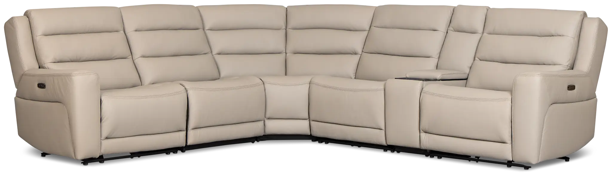 Wilder Taupe Leather Medium Triple Power 2-arm Sectional Wilder Taupe Leather Medium Triple Power 2-arm Sectional