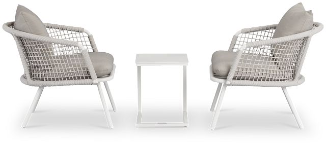 Malaga White Rope Square Table & 2 Chairs