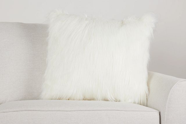 Shag White 24" Accent Pillow