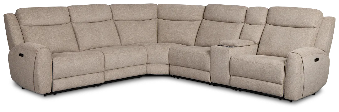 Walker Beige Fabric Medium Triple Power 2-arm Sectional