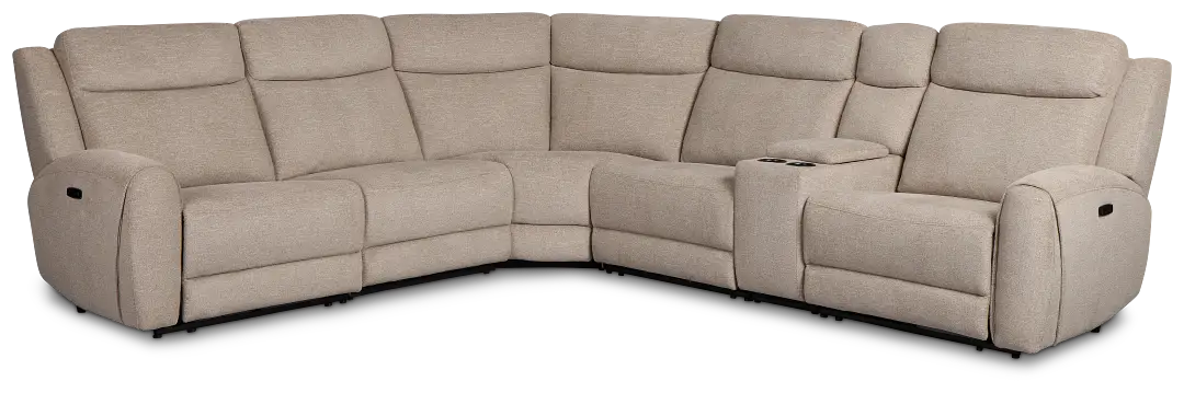 Walker Beige Fabric Medium Triple Power 2-arm Sectional Walker Beige Fabric Medium Triple Power 2-arm Sectional