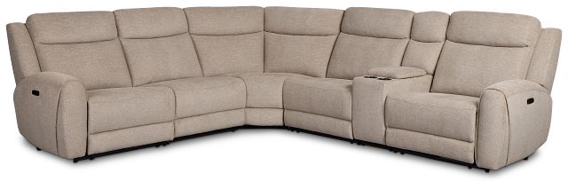Walker Beige Fabric Medium Triple Power 2-arm Sectional