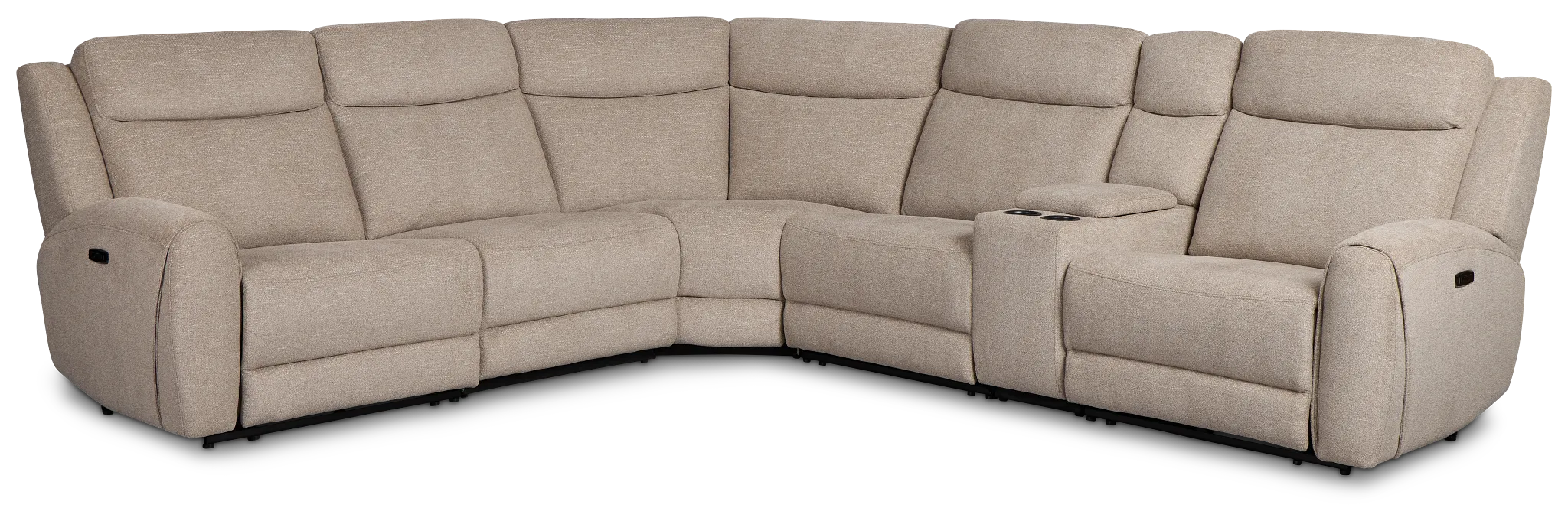 Walker Beige Fabric Medium Triple Power 2-arm Sectional