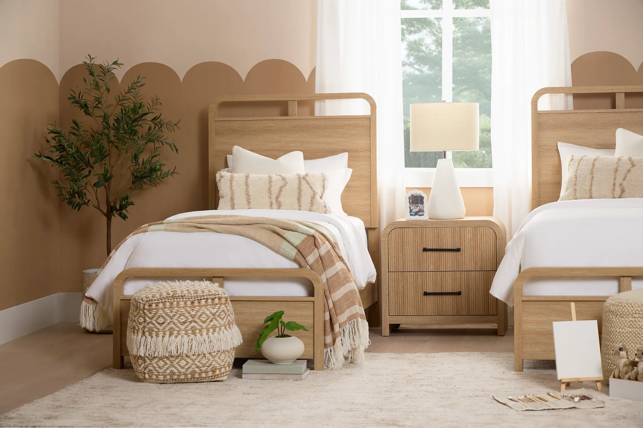 Lyndie Light Tone Panel Bed