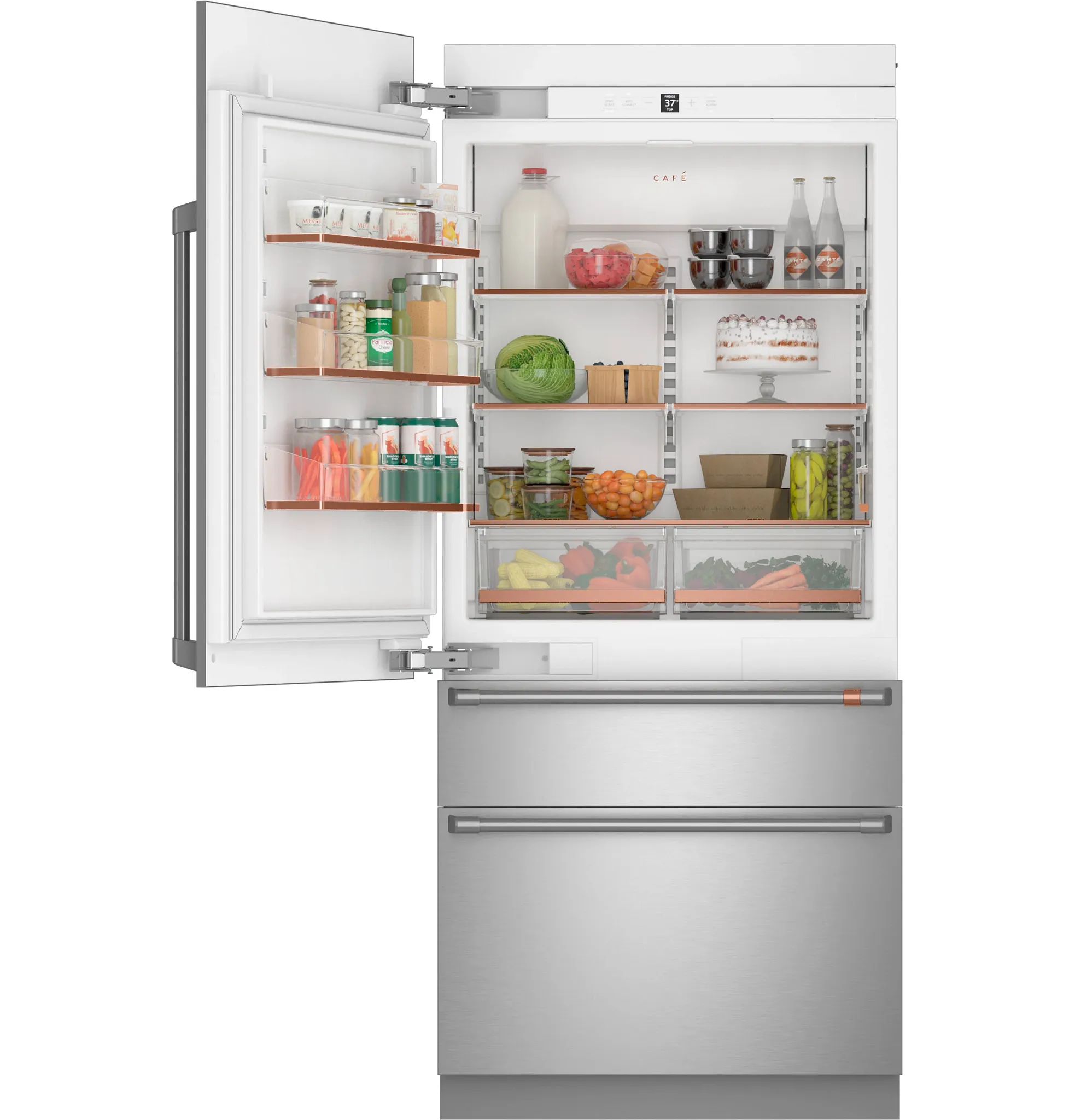 Cafe 36 Series Stainless Steel 36" Bottom Freezer Refrigerator