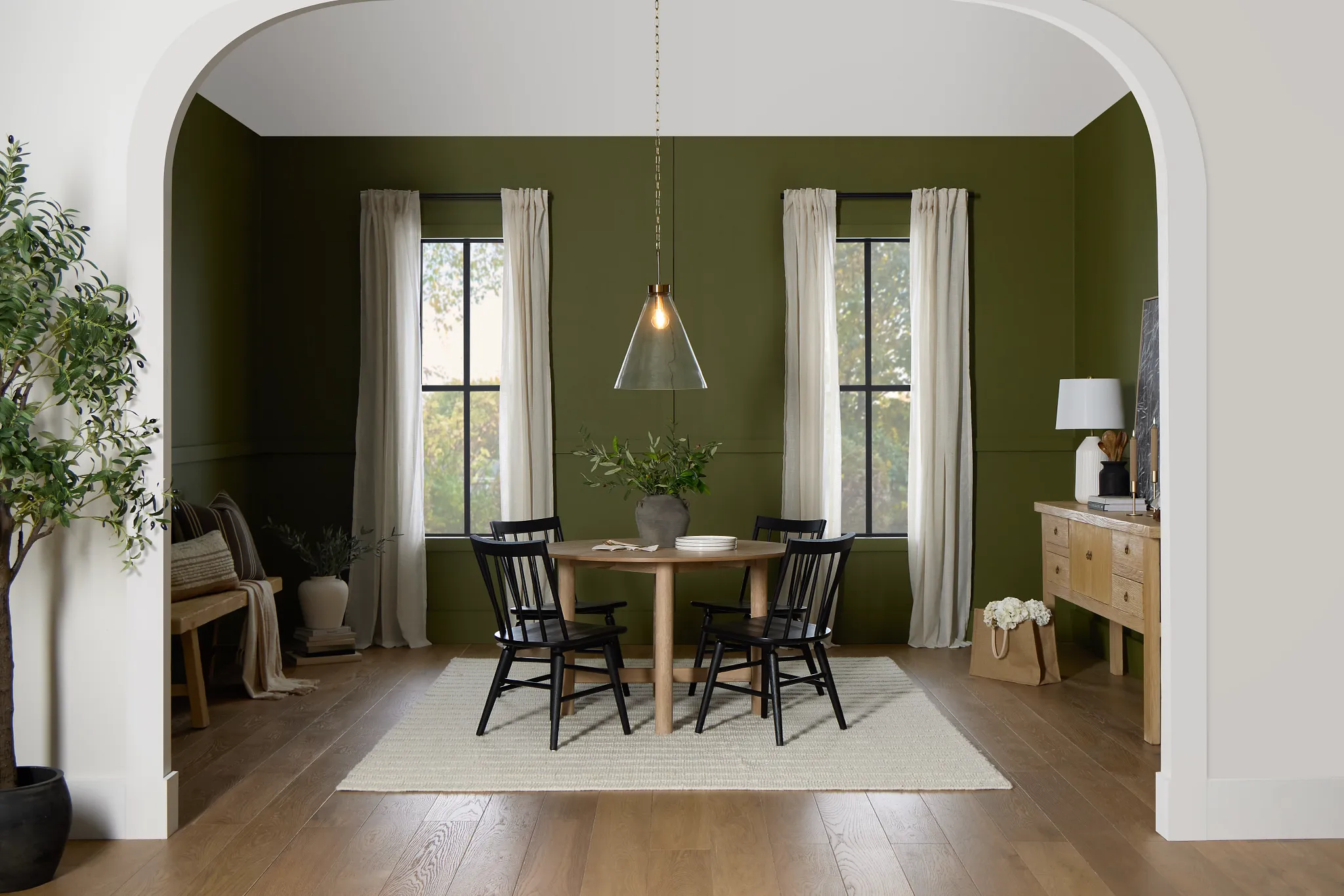 Taylor Light Tone Round Table & 4 Wood Chairs