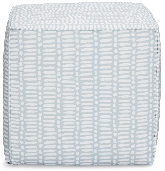 Deja Light Blue Fabric Accent Pouf