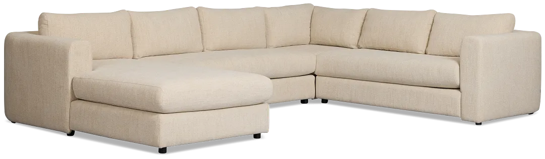 Alma Light Beige Fabric Medium Left Chaise Sectional