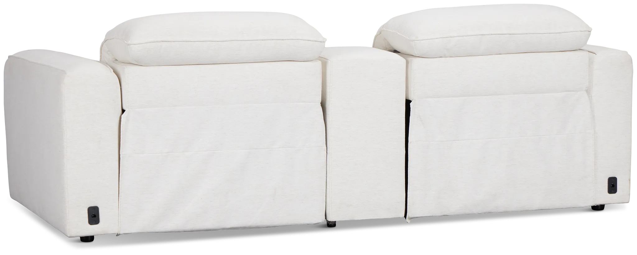 Ryland White Fabric Power Reclining Console Sofa
