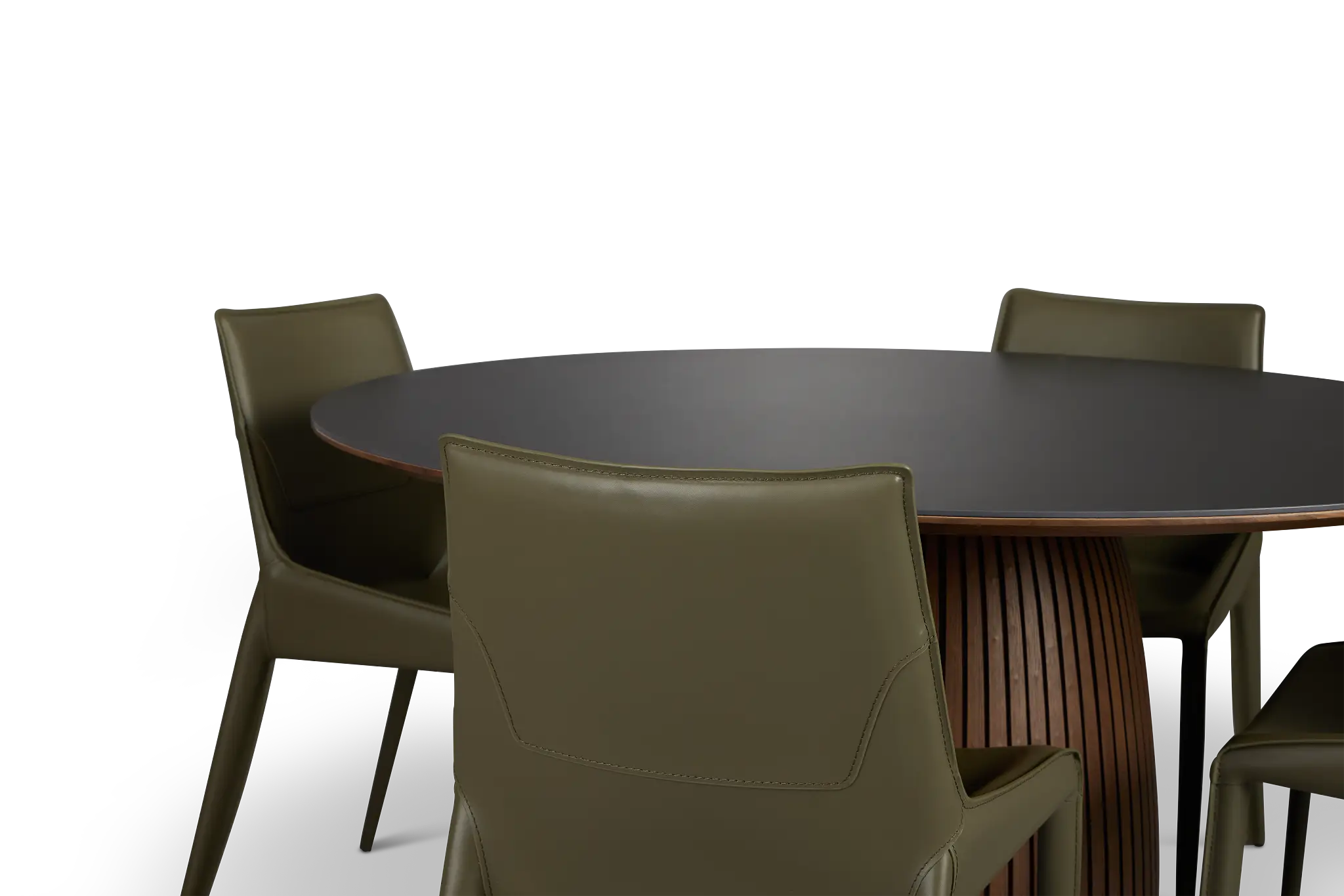 Wayne Two-tone Stone Round Table & 4 Dark Green Upholstered Chairs Wayne Two-tone Stone Round Table & 4 Dark Green Upholstered Chairs