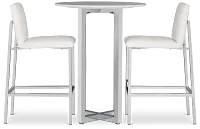 Amalfi White Marble Pub Table & 2 Upholstered Barstools