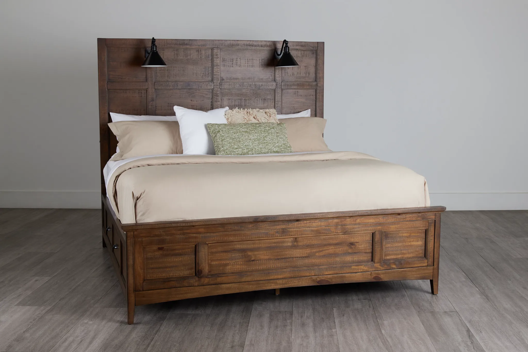 Heron Cove Mid Tone Storage Panel Bed With Lights