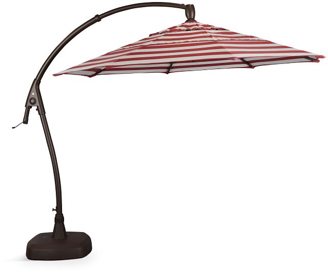Belize Red Stripe Cantilever Umbrella Set (2)