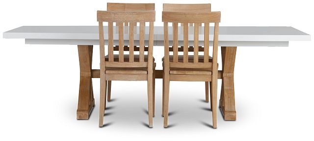 Nantucket Two-tone White Trestle Table & 4 Light Tone Chairs (1)