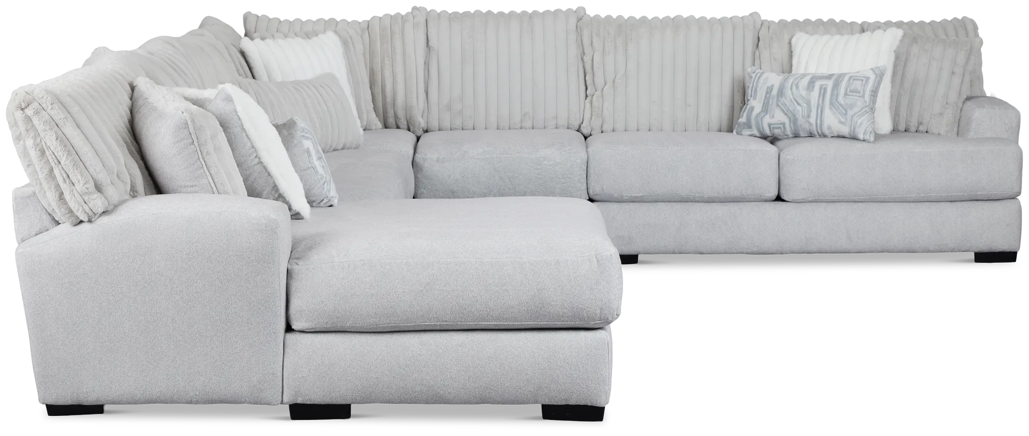 Kylie Light Gray Fabric Large Left Chaise Sectional