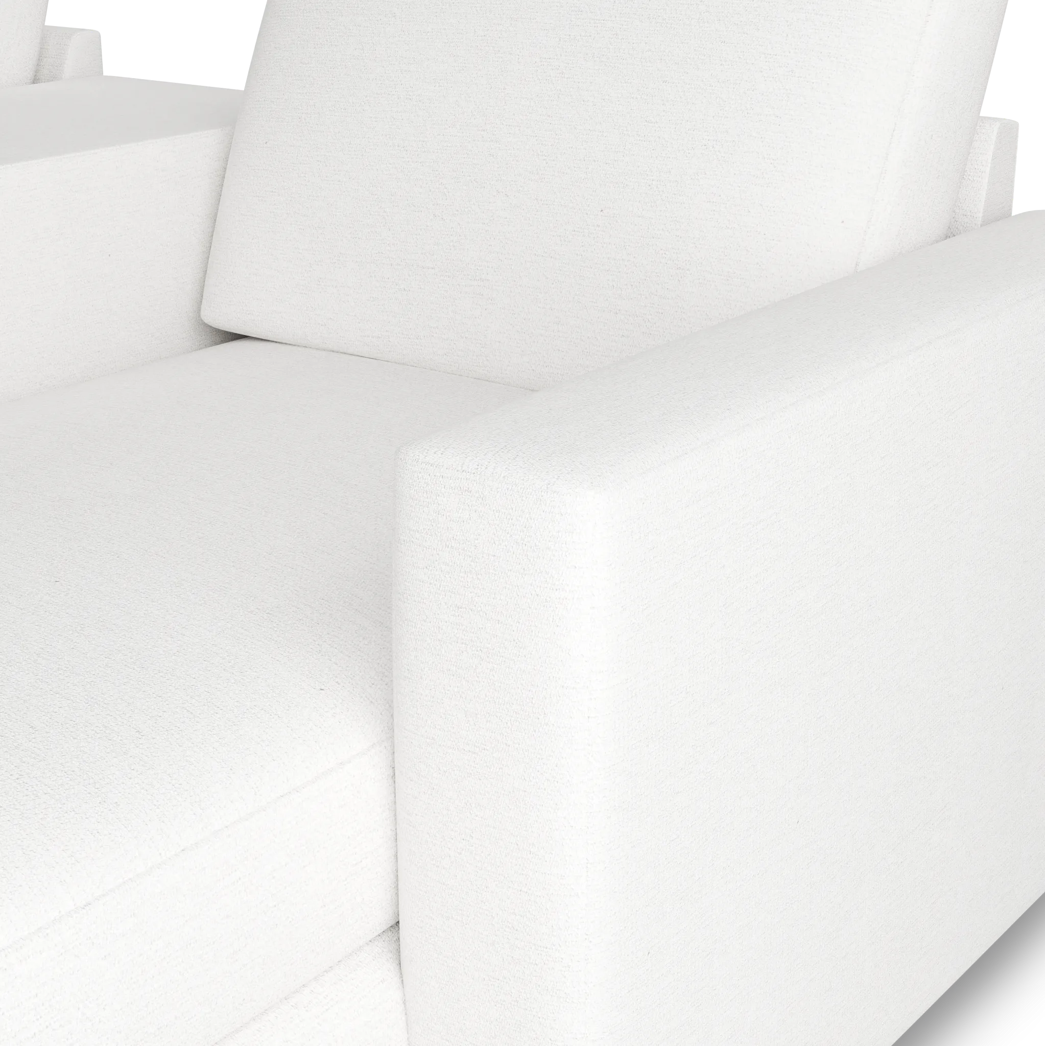 Citymod White Fabric Large Right Chaise Sectional With Storage Console