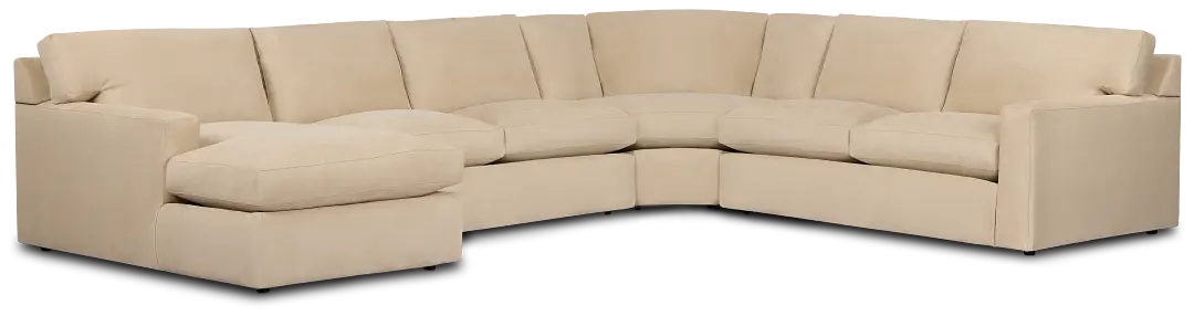 Hudson Beige Fabric Medium Left Chaise Wedge Sectional Hudson Beige Fabric Medium Left Chaise Wedge Sectional