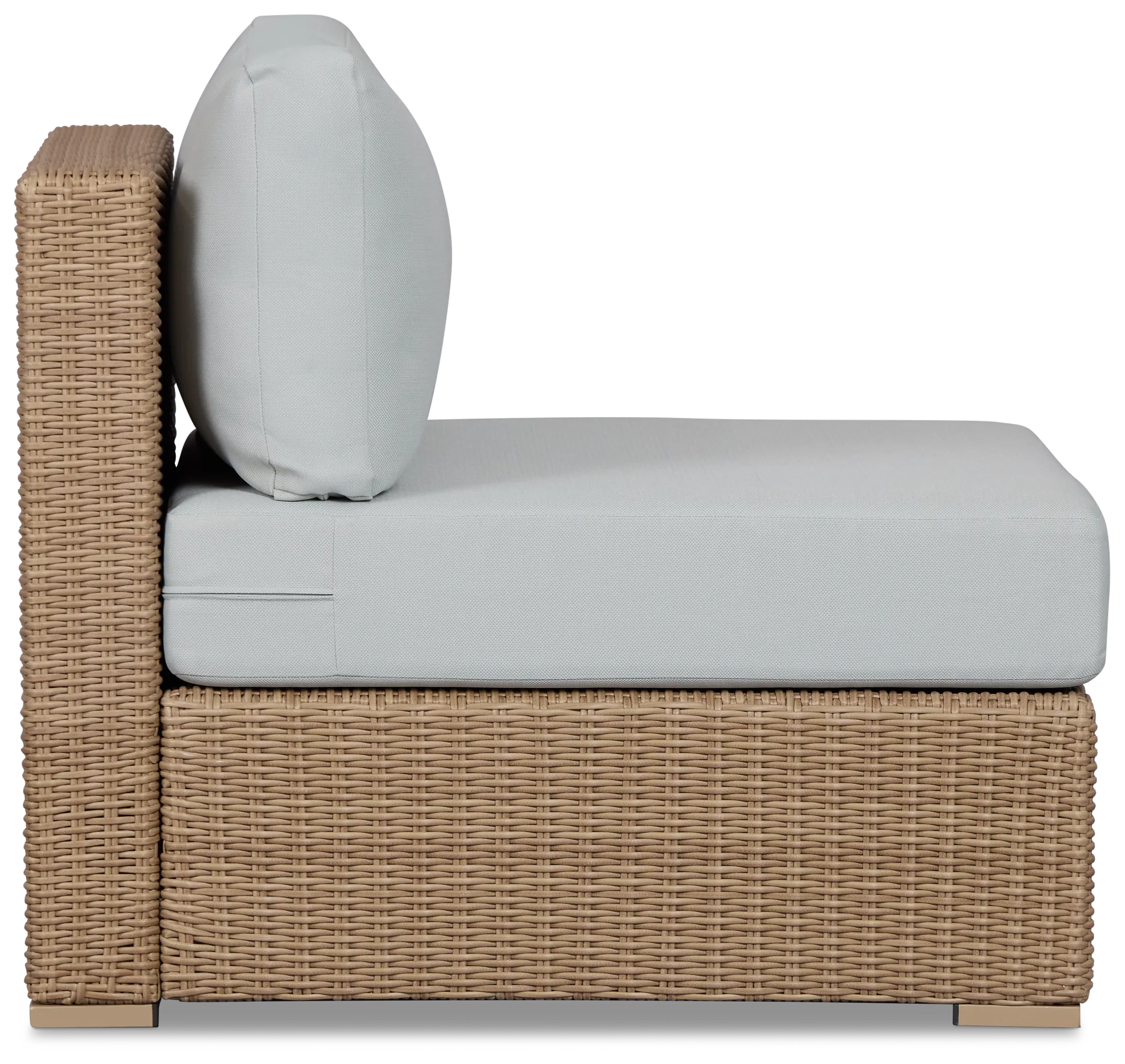 Montecito Light Tone Armless Chair With Light Blue Cushions